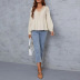 solid color stitching lace V-neck loose long-sleeved top NSYSQ136362