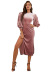 vestido tubo midi de terciopelo con abertura en las mangas abullonadas de color liso NSYSQ136364
