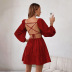 solid color backless strappy puff sleeves V-neck layered dress NSYSQ136371