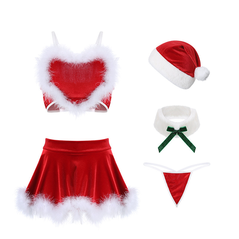 velvet Christmas waistless Sexy lingerie nihaostyles wholesale Christmas costumes NSXPF87624