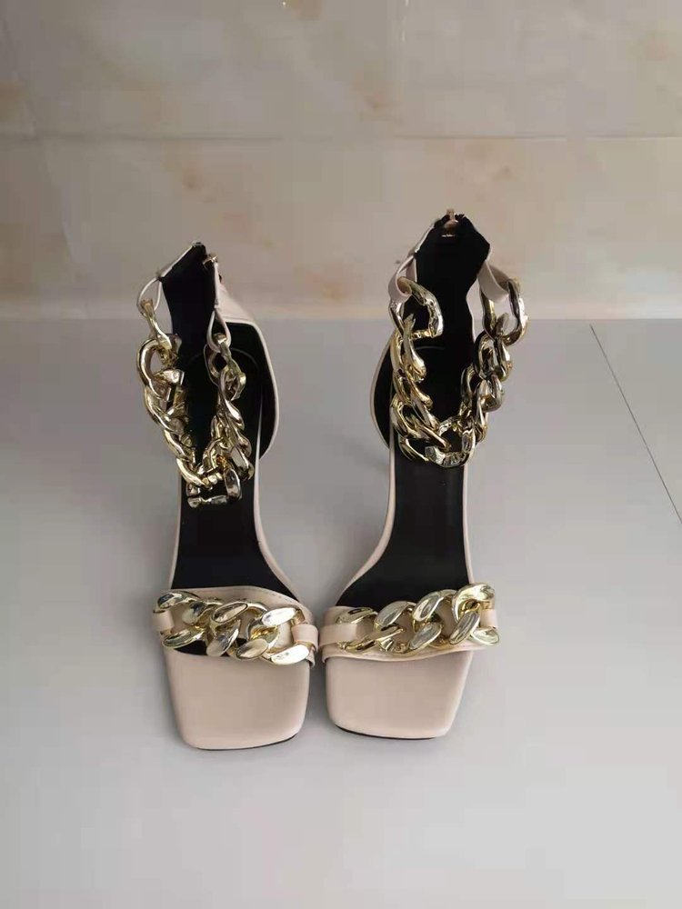Square Toe Metal Chain High Heel Sandals NSHYR67910