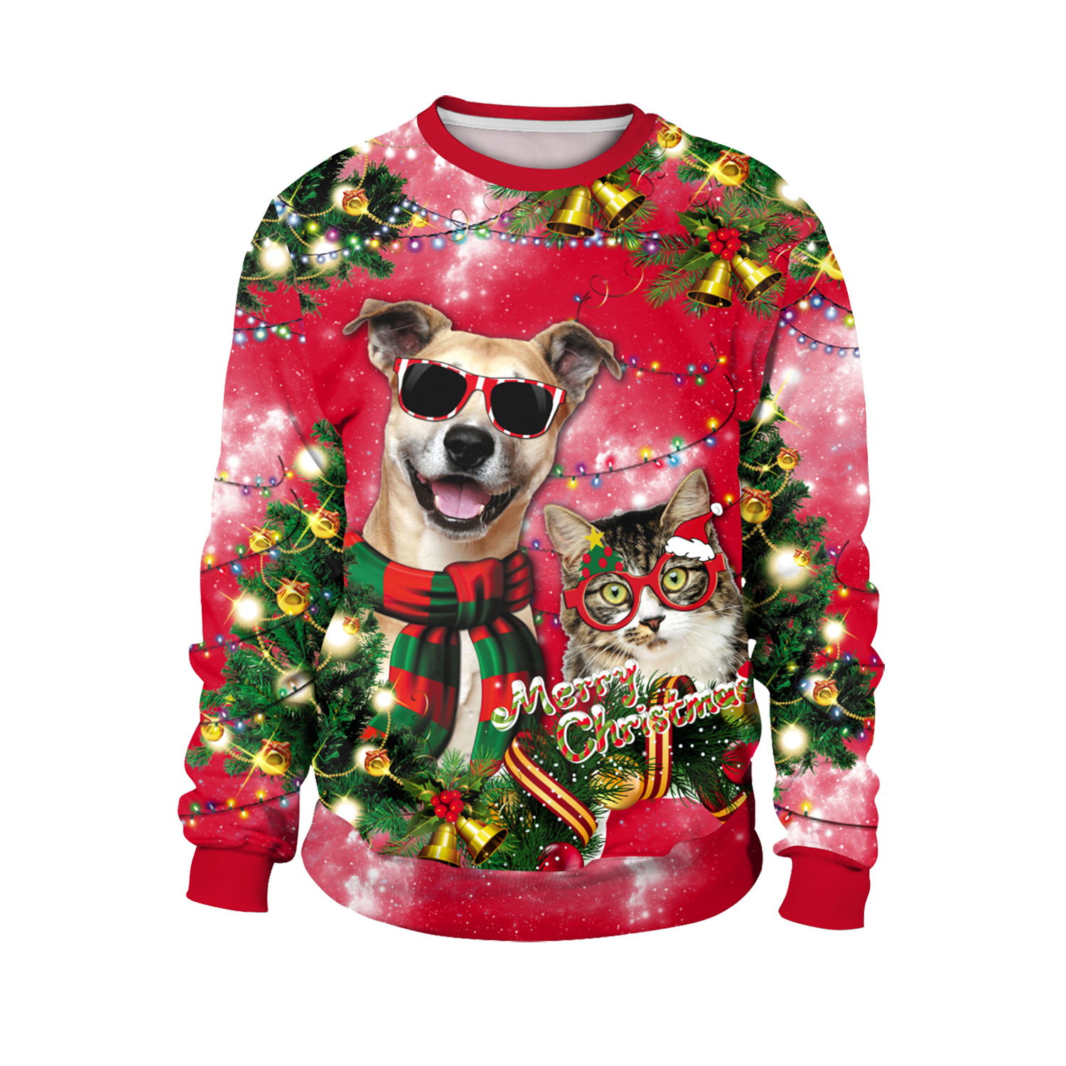 dog 3d digital printing round neck pullover sweater nihaostyles clothing wholesale NSNDB71115